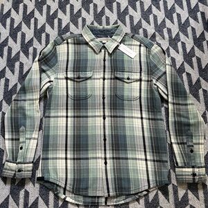 Outerknown Men's Blue and White Plaid Shirt